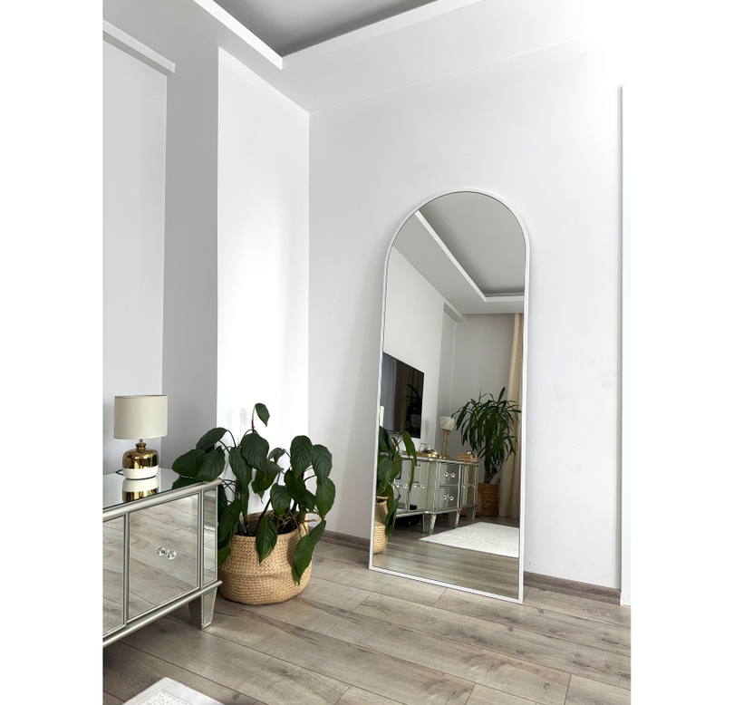 180X70 CM BEYAZ OVAL AYAKLI BOY AYNASI