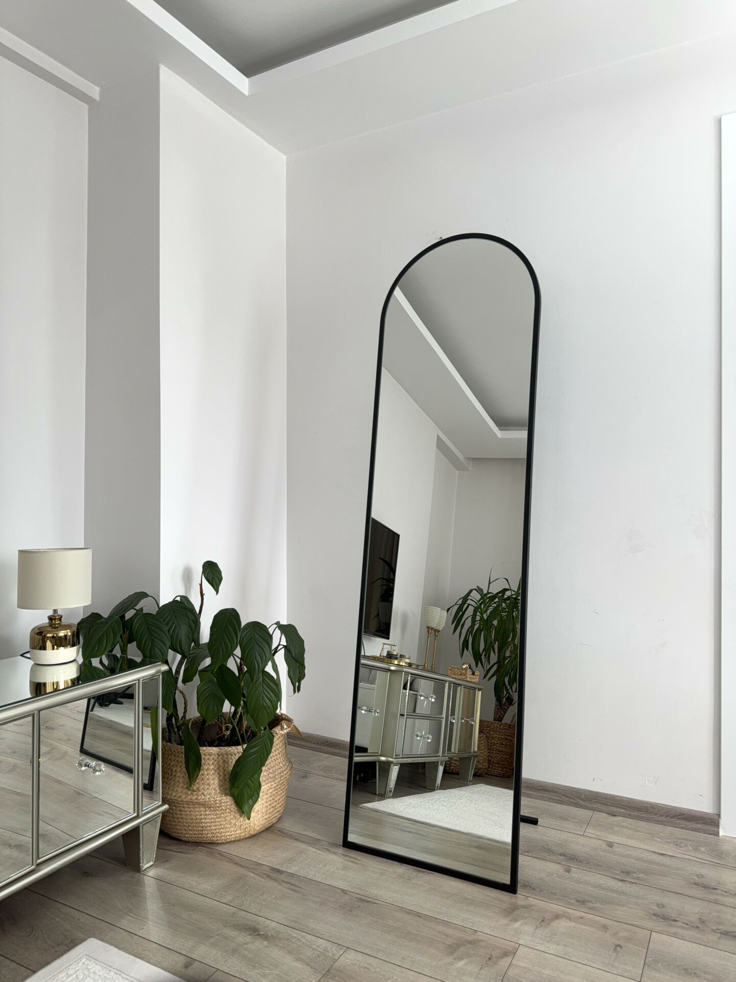 180X50 CM SİYAH OVAL AYAKLI BOY AYNASI