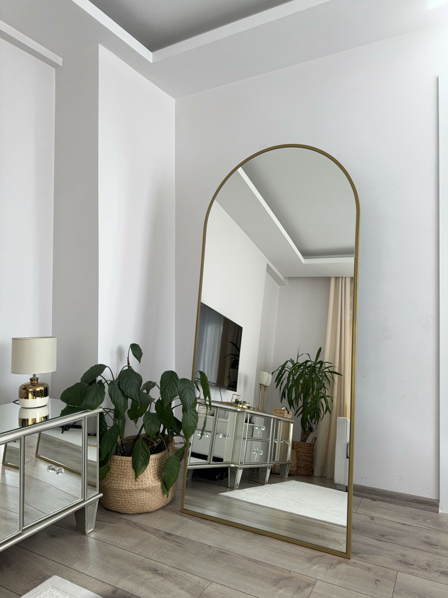 180X80 GOLD OVAL AYAKLI BOY AYNASI