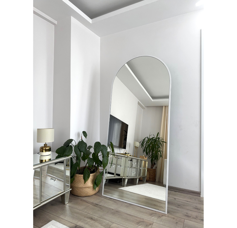 180X80 BEYAZ OVAL AYAKLI BOY AYNASI