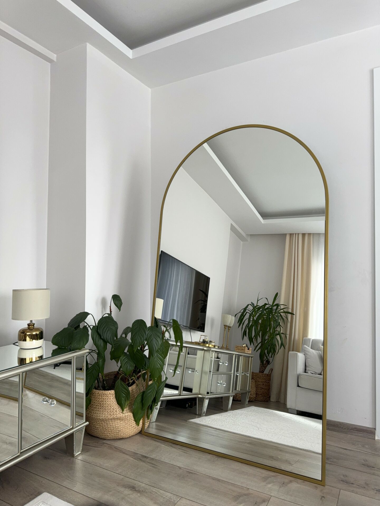 180X100 GOLD OVAL AYAKLI BOY AYNASI