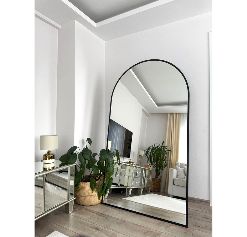 180X100 SİYAH OVAL AYAKLI BOY AYNASI