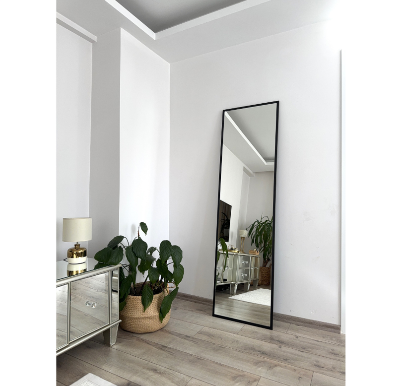 180X50 CM SİYAH DİKDÖRTGEN BOY AYNASI