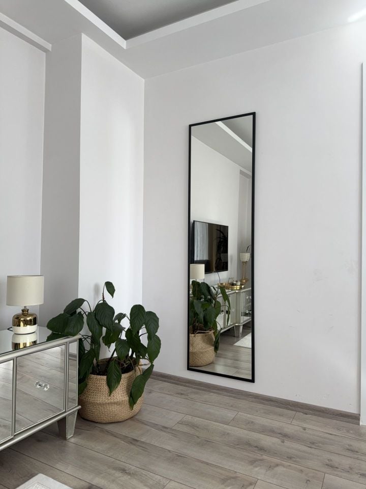 180X50 CM SİYAH DİKDÖRTGEN BOY AYNASI