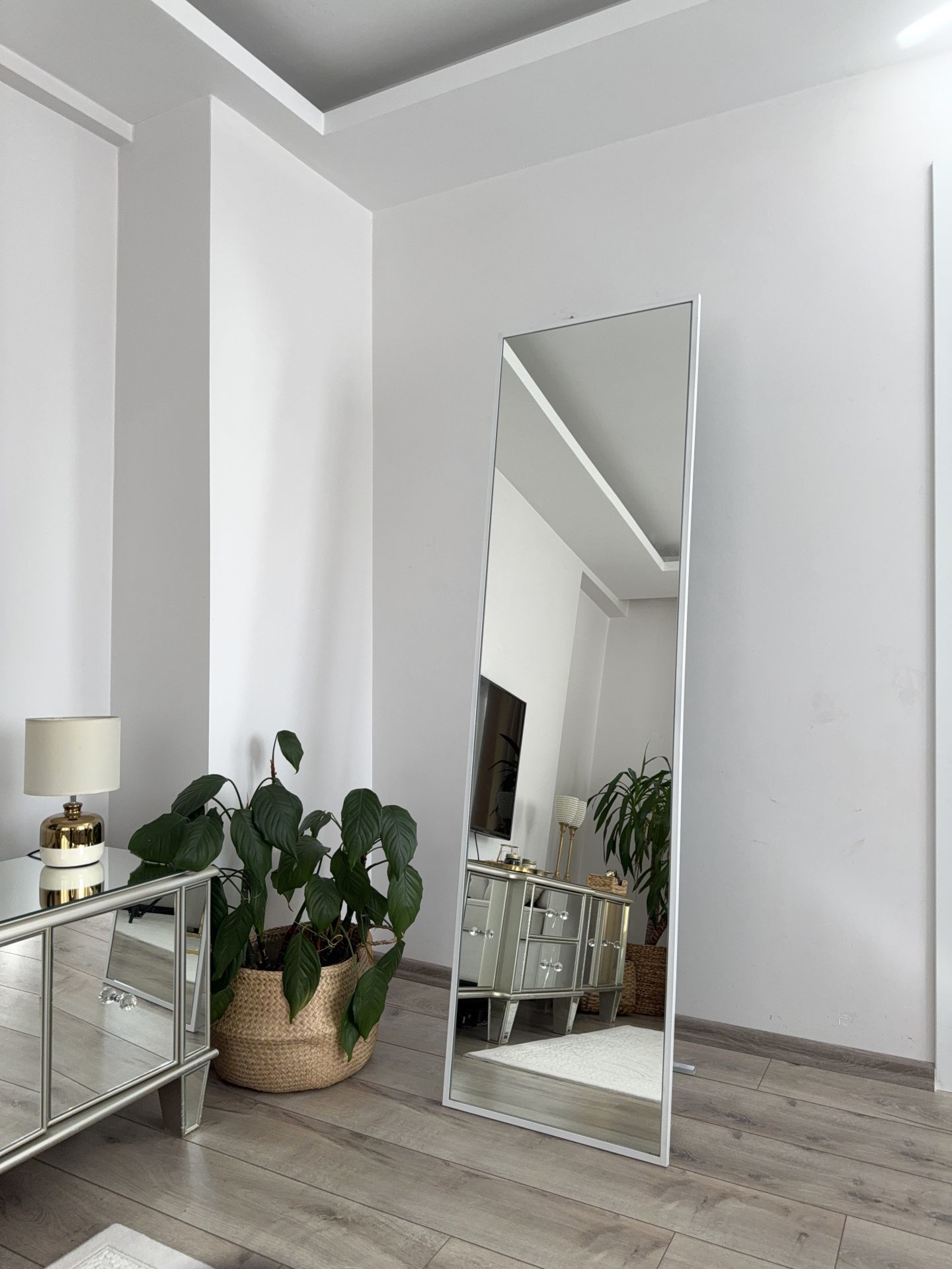 180X50 CM BEYAZ DİKDÖRTGEN BOY AYNASI