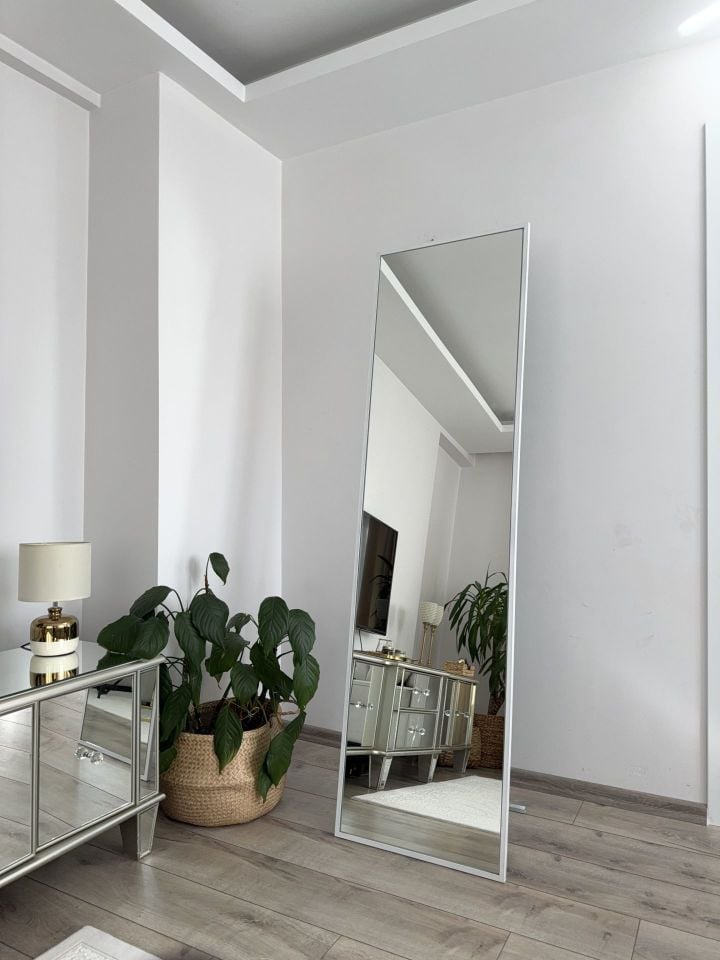 180X50 CM BEYAZ DİKDÖRTGEN BOY AYNASI