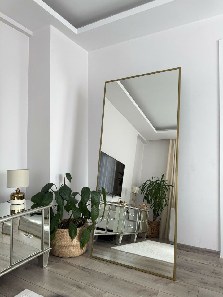 180X80 GOLD DİKDÖRTGEN AYAKLI BOY AYNASI