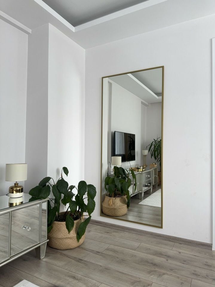 180X80 GOLD DİKDÖRTGEN AYAKLI BOY AYNASI