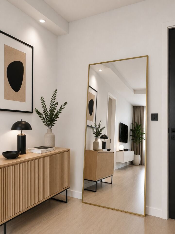 180X80 GOLD DİKDÖRTGEN AYAKLI BOY AYNASI