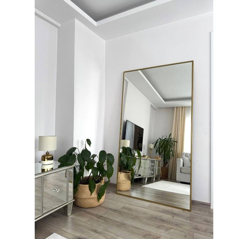 180X100 GOLD DİKDÖRTGEN AYAKLI BOY AYNASI