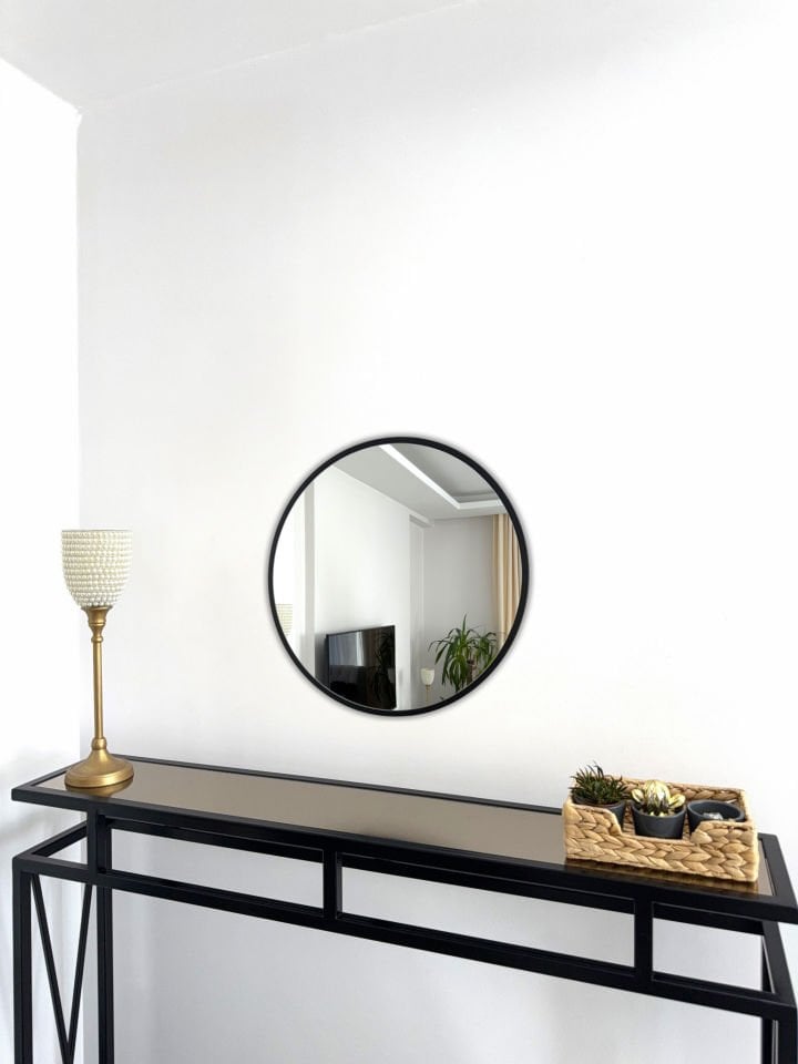 50 CM SİYAH ÇERÇEVELİ YUVARLAK AYNA