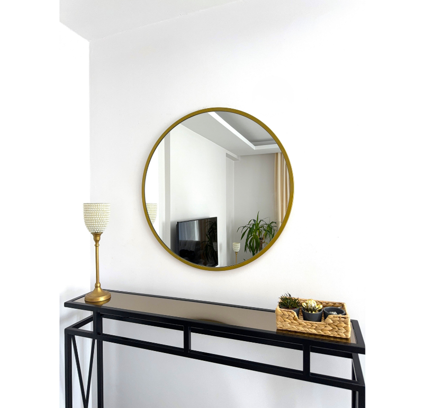 70 CM GOLD ÇERÇEVELİ YUVARLAK AYNA