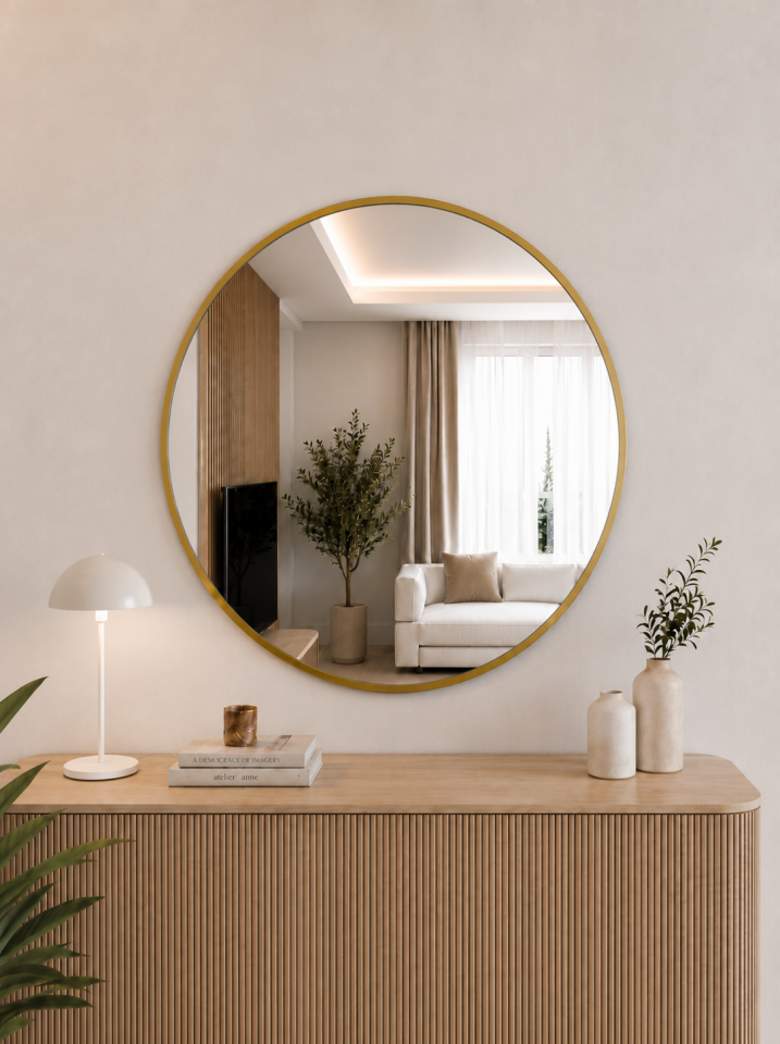 70 CM GOLD ÇERÇEVELİ YUVARLAK AYNA