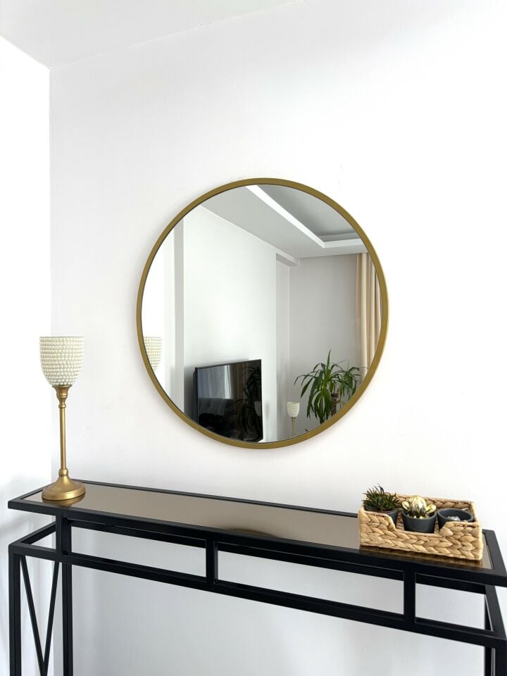 70 CM GOLD ÇERÇEVELİ YUVARLAK AYNA