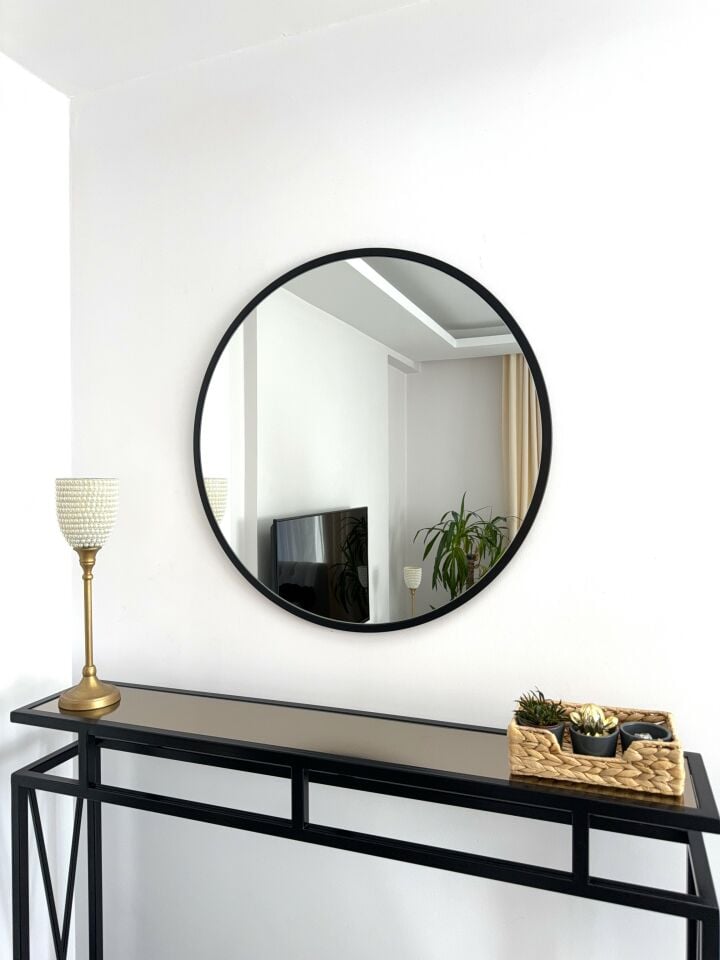 70 CM SİYAH ÇERÇEVELİ YUVARLAK AYNA
