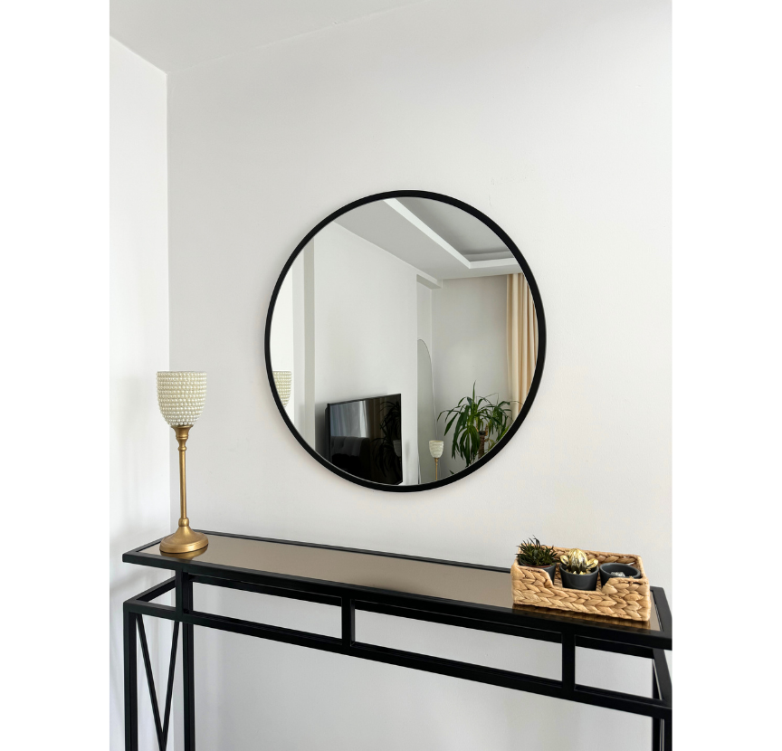 70 CM SİYAH ÇERÇEVELİ YUVARLAK AYNA