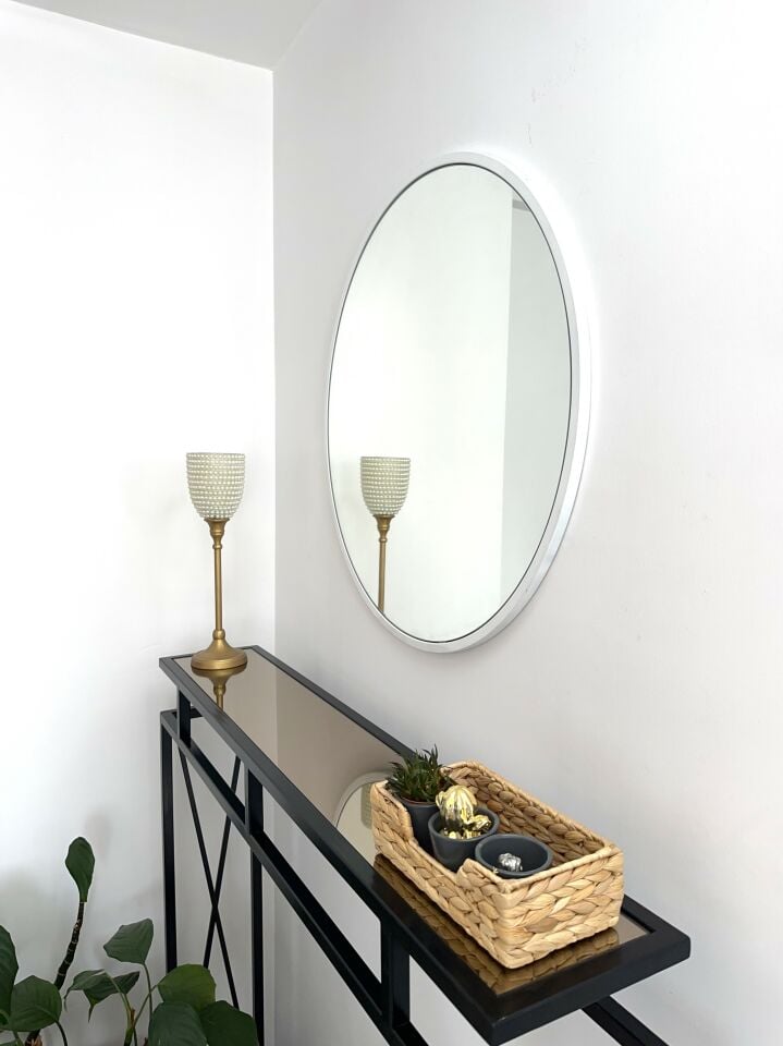 70 CM BEYAZ ÇERÇEVELİ YUVARLAK AYNA