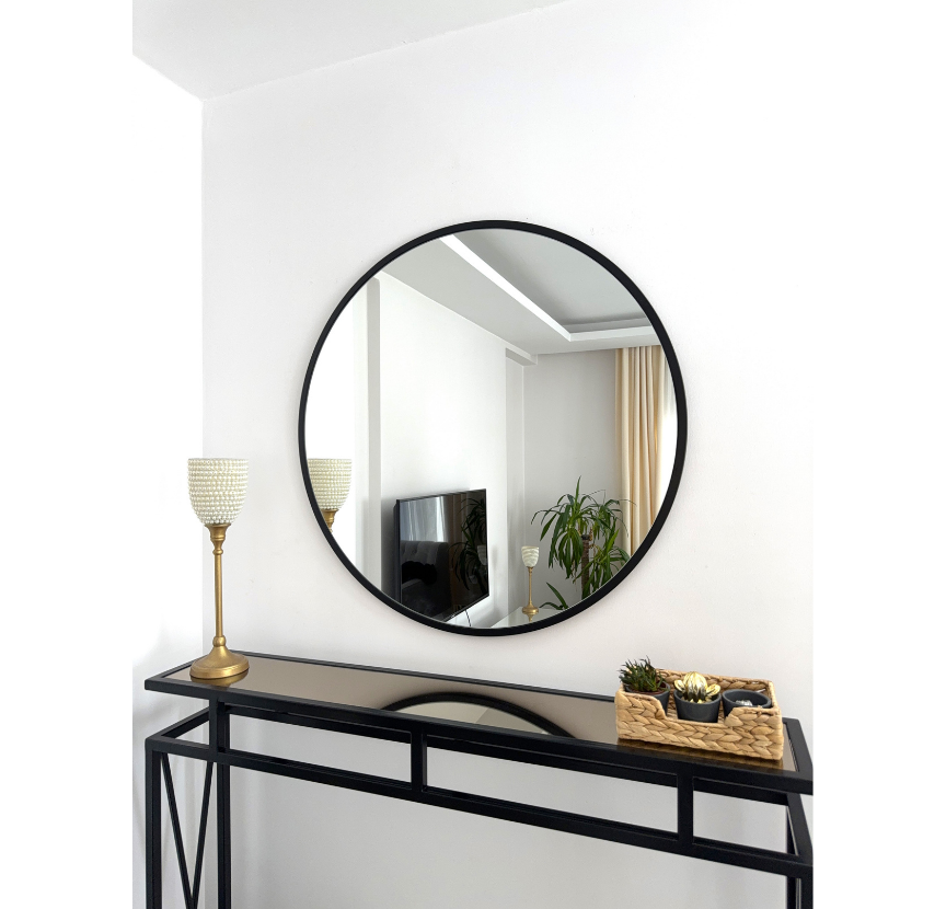 80 CM SİYAH ÇERÇEVELİ YUVARLAK AYNA