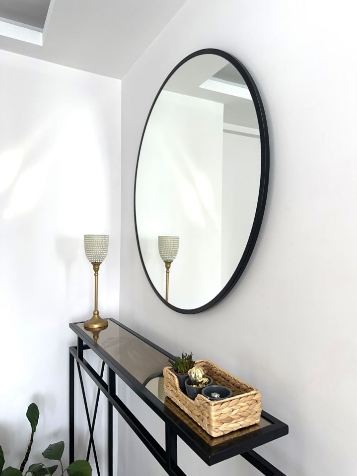 90 CM SİYAH ÇERÇEVELİ YUVARLAK AYNA