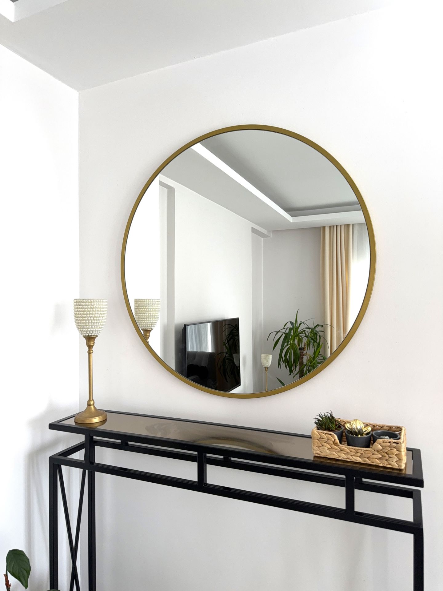 90 CM GOLD ÇERÇEVELİ YUVARLAK AYNA