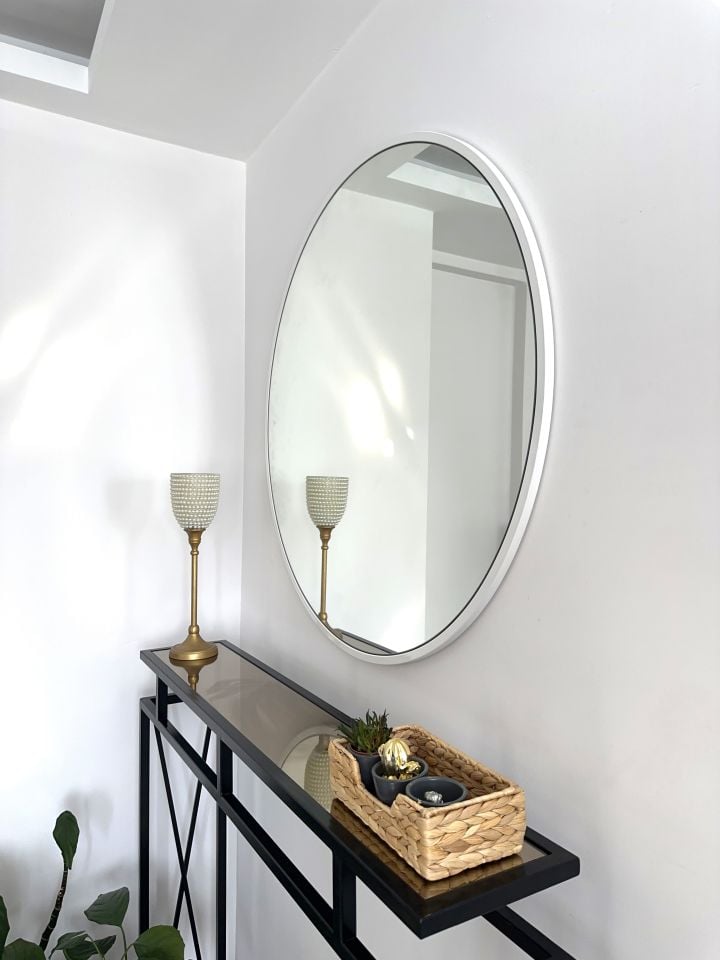 90 CM BEYAZ ÇERÇEVELİ YUVARLAK AYNA