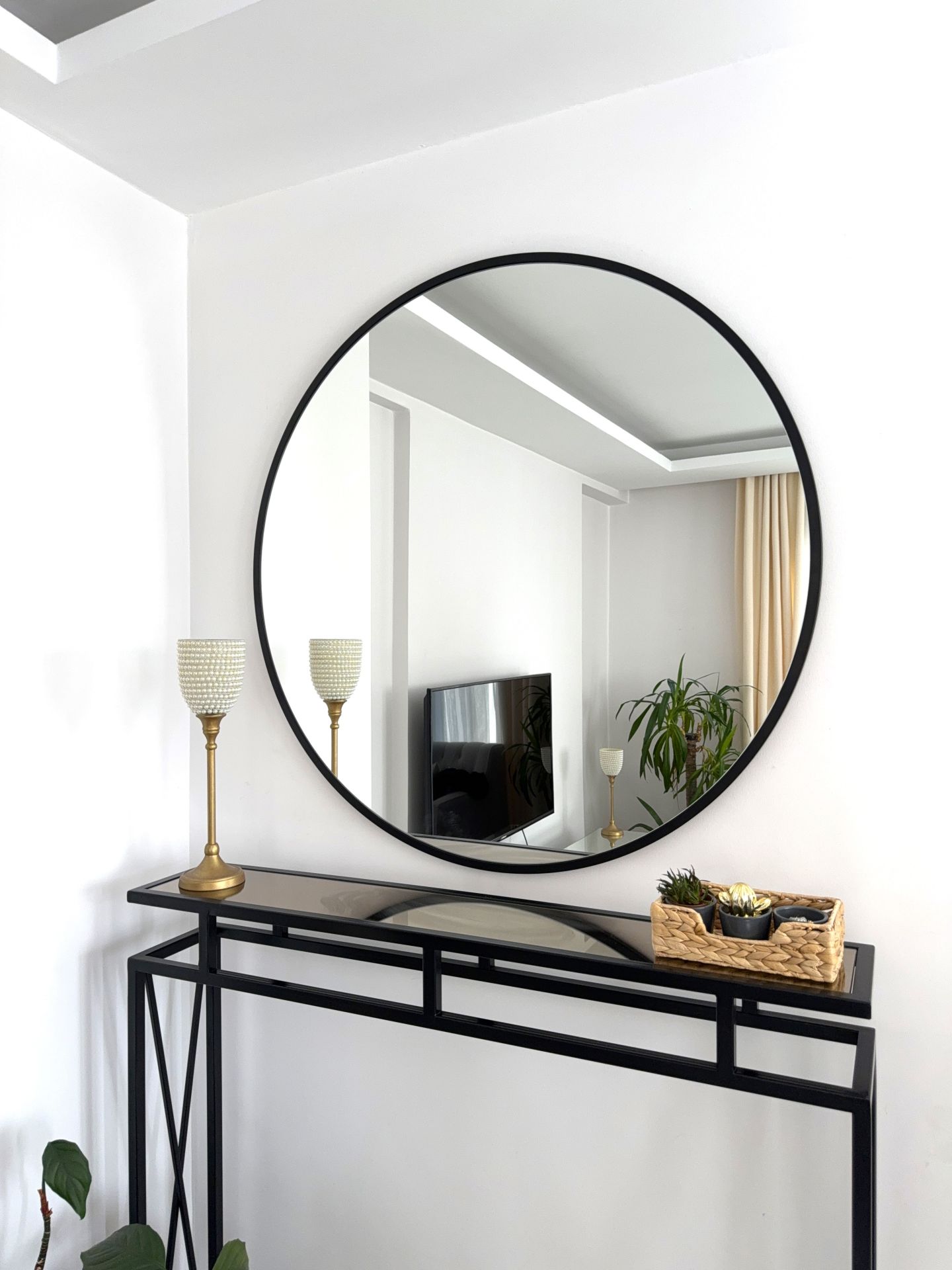 100 CM SİYAH ÇERÇEVELİ YUVARLAK AYNA