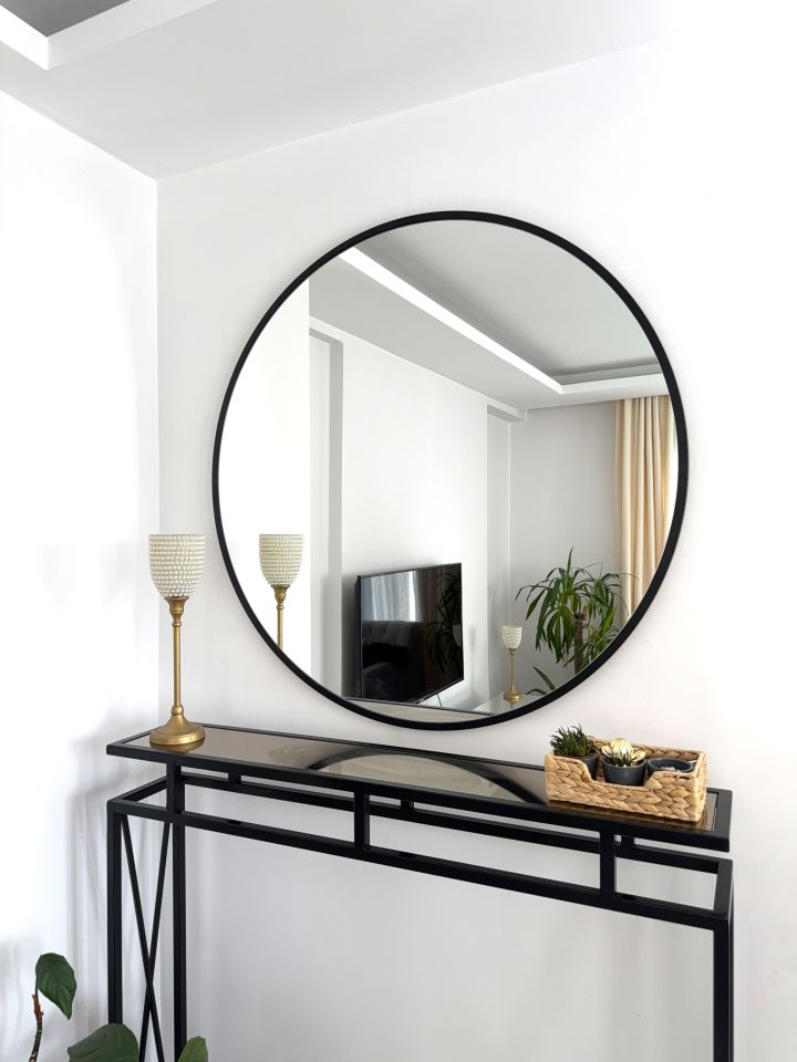 100 CM SİYAH ÇERÇEVELİ YUVARLAK AYNA