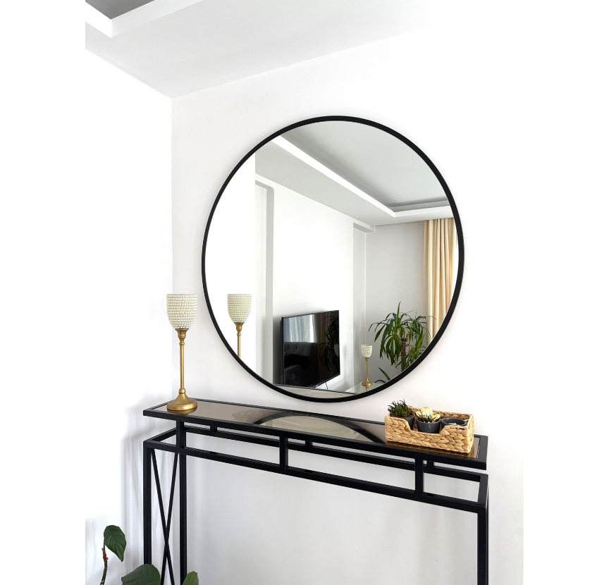 100 CM SİYAH ÇERÇEVELİ YUVARLAK AYNA