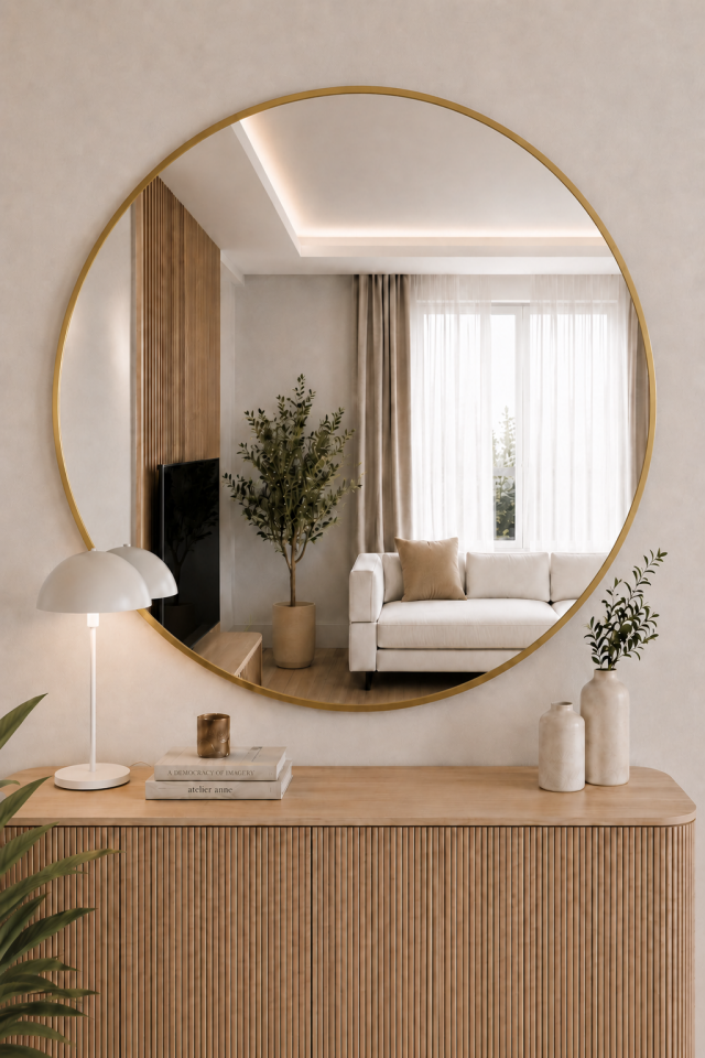 100 CM GOLD ÇERÇEVELİ YUVARLAK AYNA