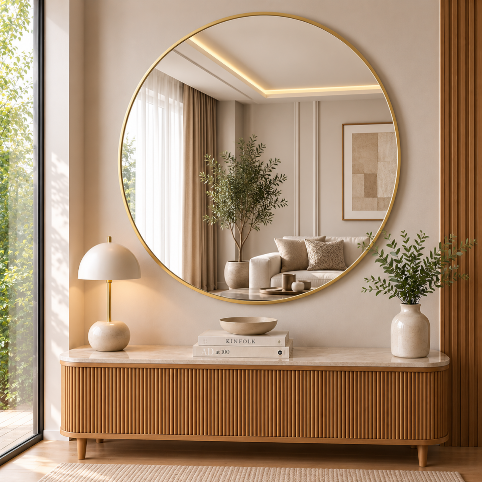 100 CM GOLD ÇERÇEVELİ YUVARLAK AYNA