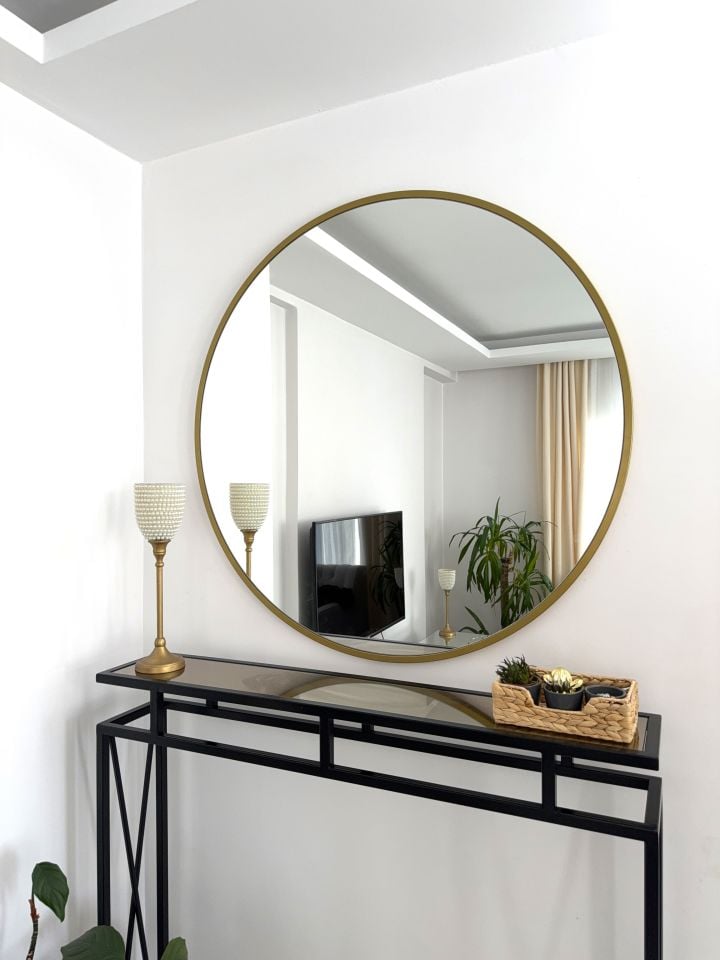 100 CM GOLD ÇERÇEVELİ YUVARLAK AYNA
