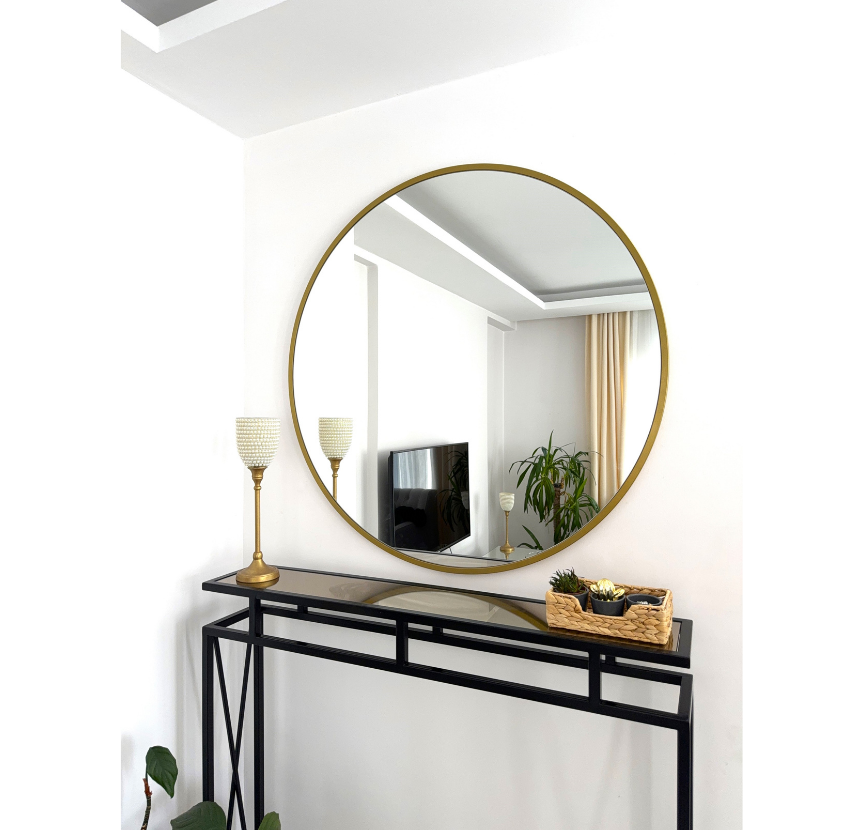 100 CM GOLD ÇERÇEVELİ YUVARLAK AYNA