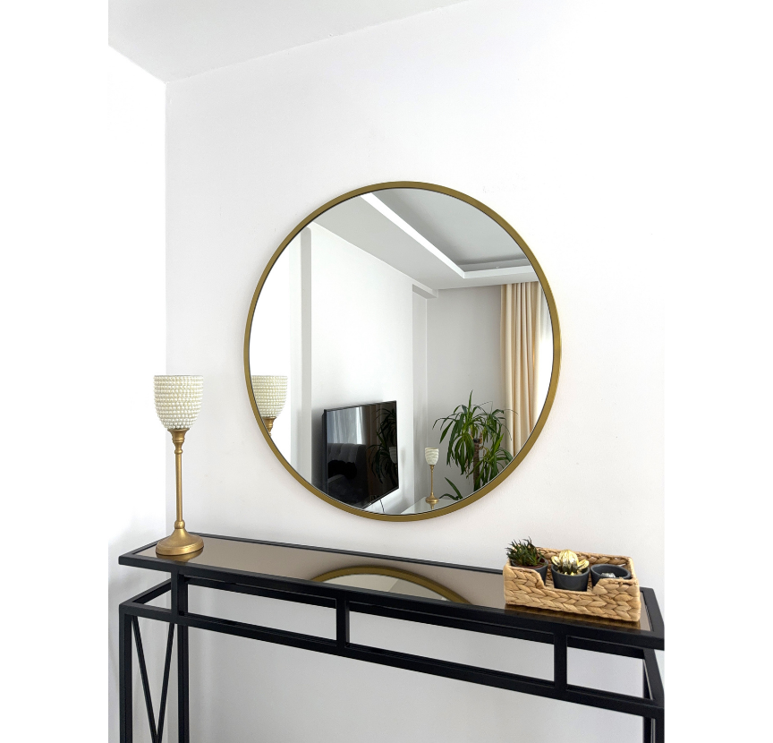 80 CM GOLD ÇERÇEVELİ YUVARLAK AYNA