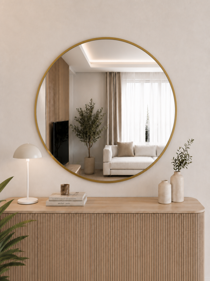 80 CM GOLD ÇERÇEVELİ YUVARLAK AYNA