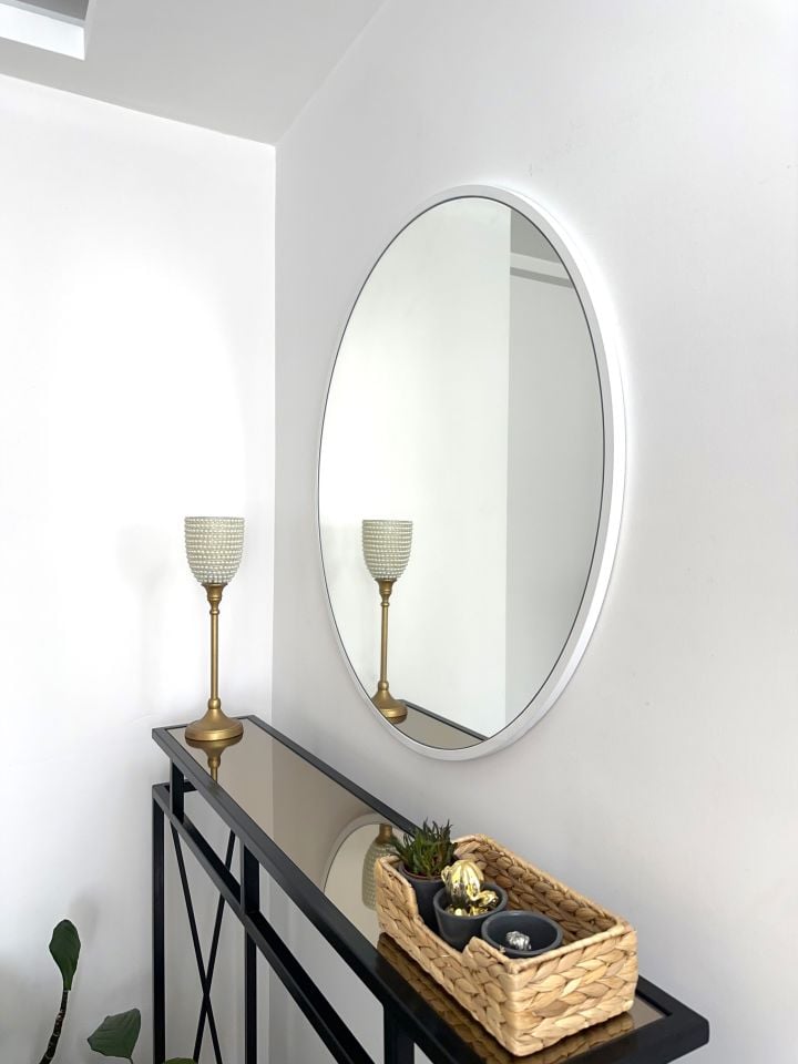 80 CM BEYAZ ÇERÇEVELİ YUVARLAK AYNA