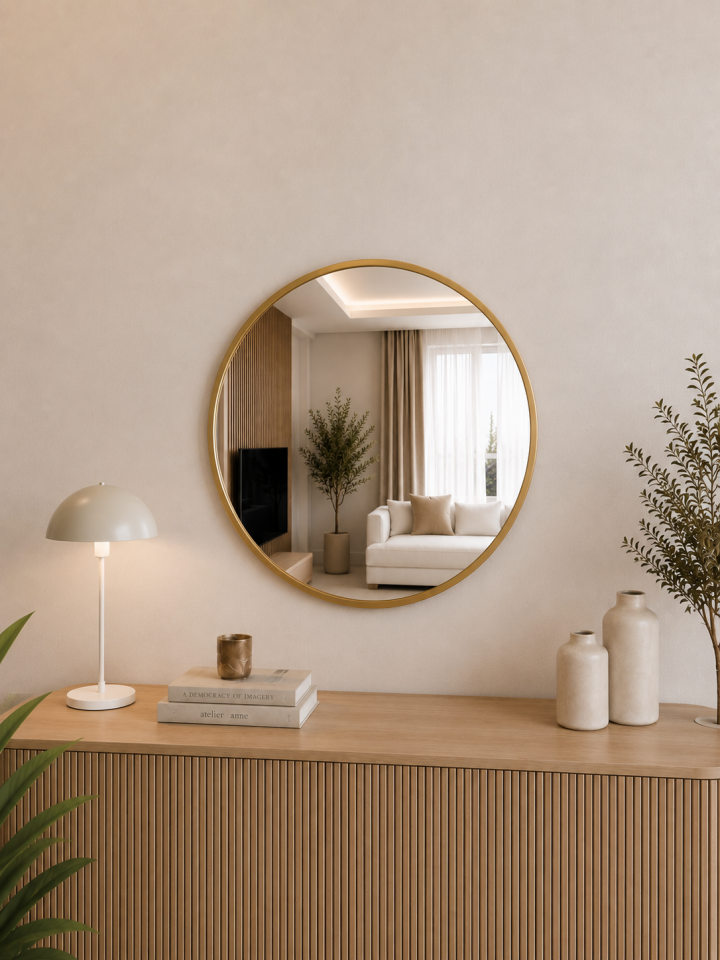 60 CM GOLD ÇERÇEVELİ YUVARLAK AYNA