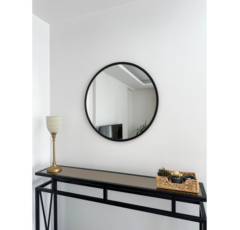 60 CM SİYAH ÇERÇEVELİ YUVARLAK AYNA