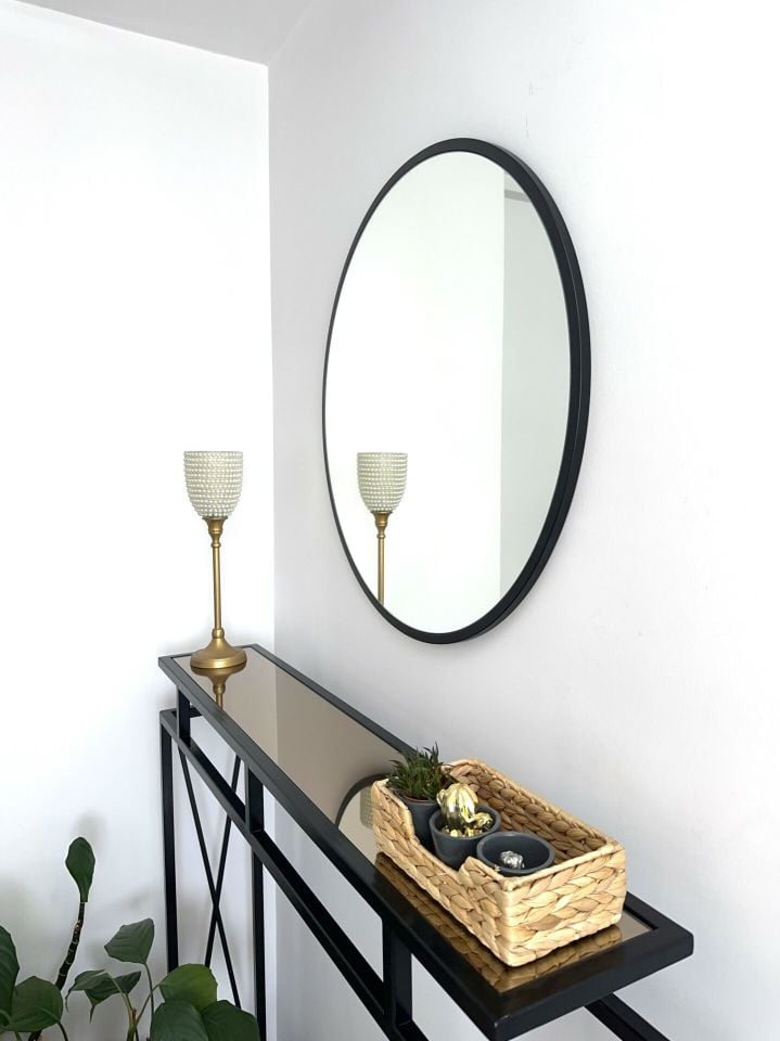 60 CM SİYAH ÇERÇEVELİ YUVARLAK AYNA