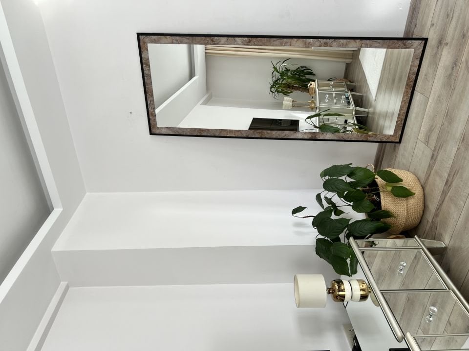 Mermer Desenli Dikdörtgen model Metal Çerçeveli 180X70 CM Boy Aynası