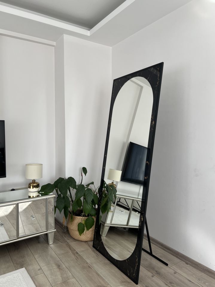 Siyah Mermer Desenli Metal Çerçeveli 180X70 CM Boy Aynası