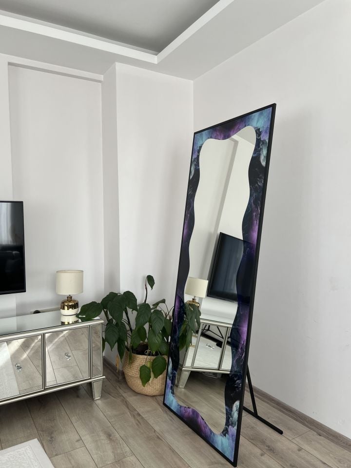 Dekoratif Desenli Metal Çerçeveli 180X70 CM Boy Aynası