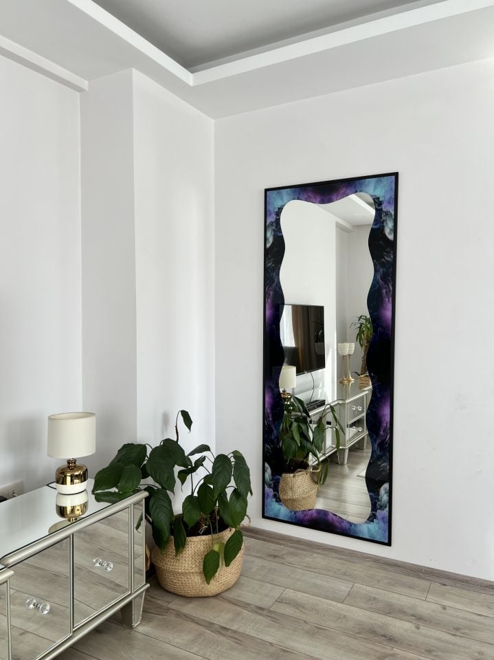 Dekoratif Desenli Metal Çerçeveli 180X70 CM Boy Aynası