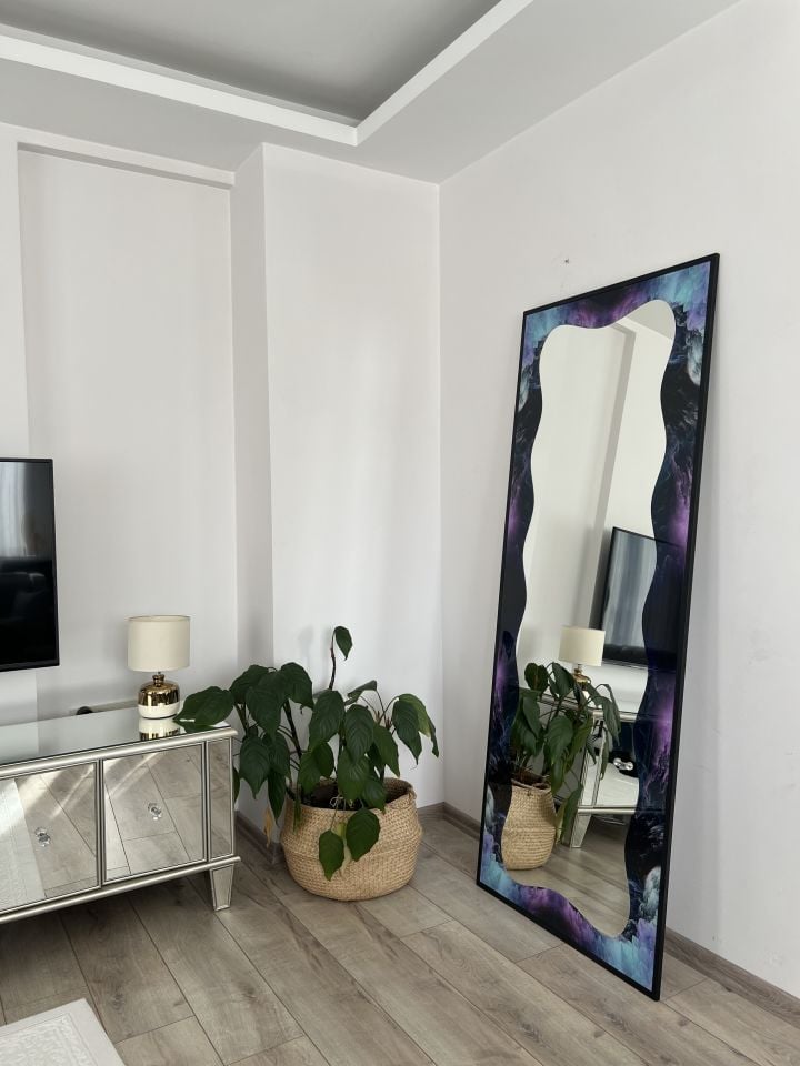 Dekoratif Desenli Metal Çerçeveli 180X70 CM Boy Aynası