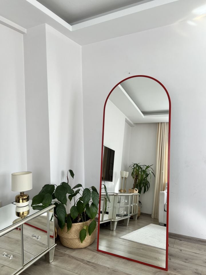 180X70 CM KIRMIZI OVAL AYAKLI BOY AYNASI