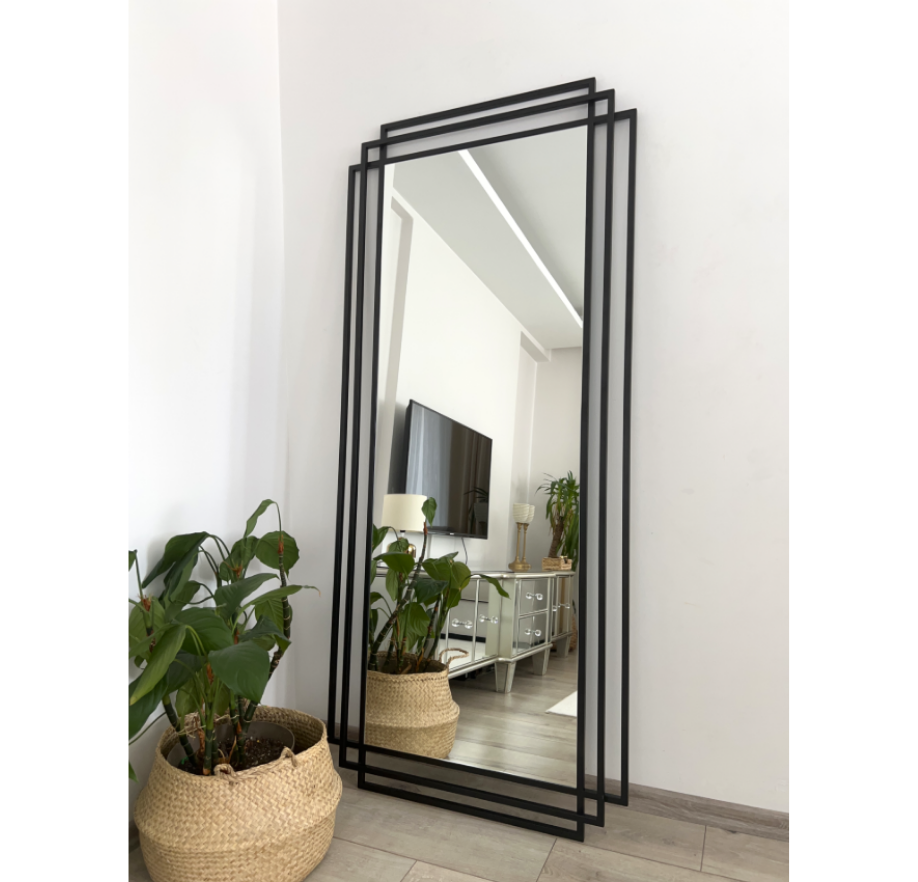 SİYAH ÇERÇEVELİ DEKORATİF MODEL BOY AYNASI