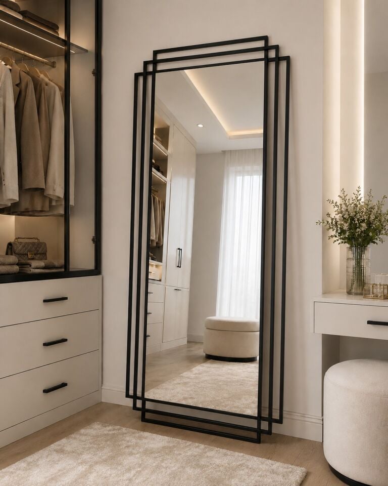 SİYAH ÇERÇEVELİ DEKORATİF MODEL BOY AYNASI