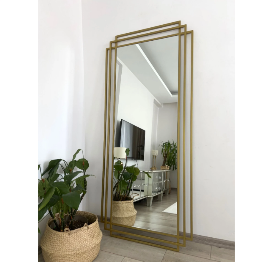 GOLD ÇERÇEVELİ DEKORATİF MODEL BOY AYNASI