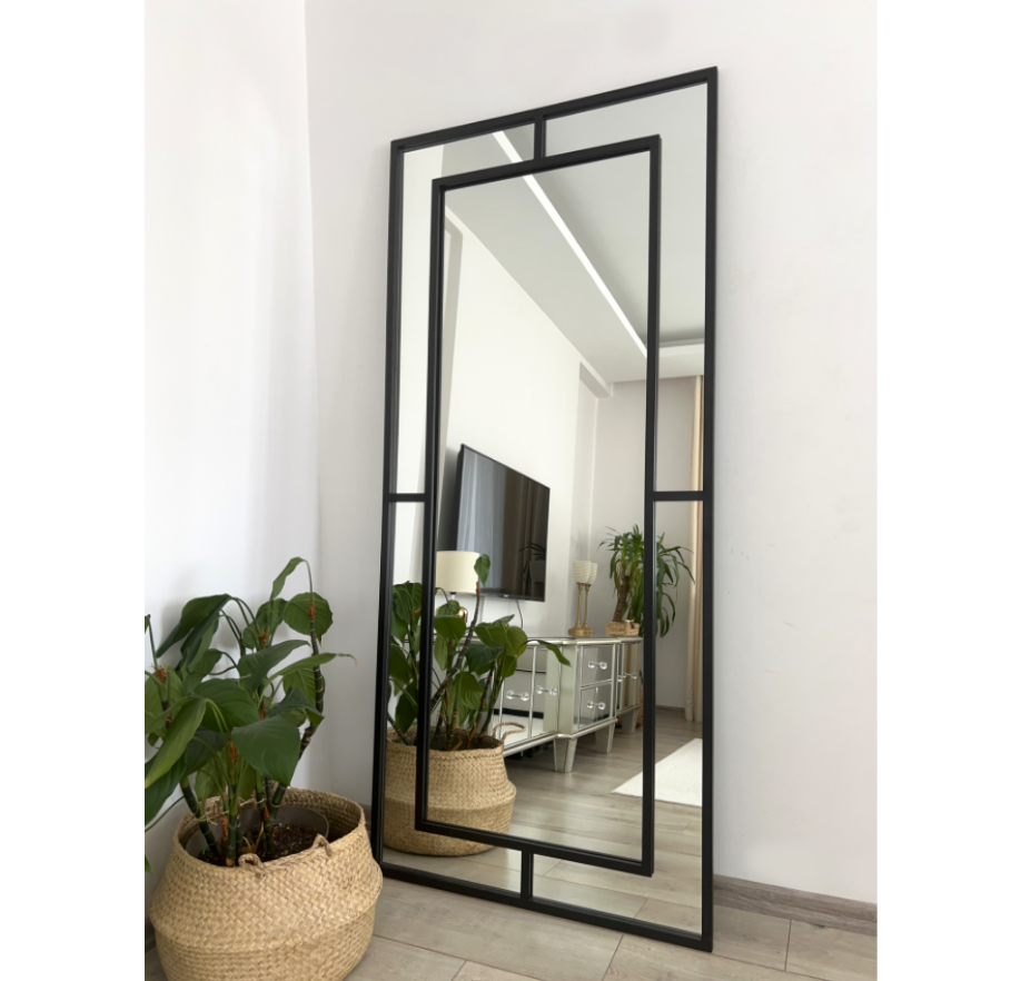 SİYAH ÇERÇEVELİ DEKORATİF MODEL BOY AYNASI