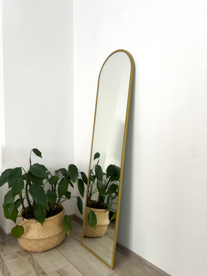 GOLD METAL ÇERÇEVELİ 160x40 CM OVAL AYAKLI BOY AYNASI