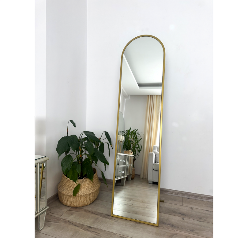 GOLD METAL ÇERÇEVELİ 160x40 CM OVAL AYAKLI BOY AYNASI